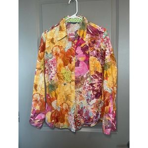 Georg Roth Orange Printed Long Sleeve Blouse